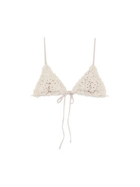Lniany top Frankies Bikinis beżowy