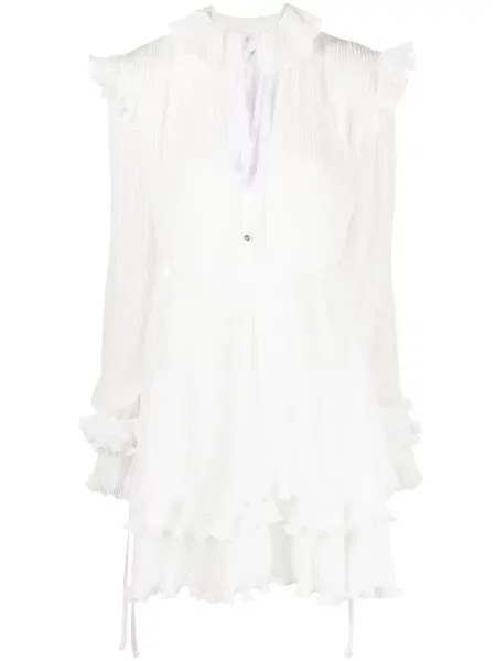 Rochie midi Philipp Plein cu volane până la genunchi de costum alb