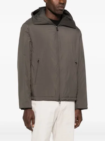Geacă Emporio Armani cu glugă maro