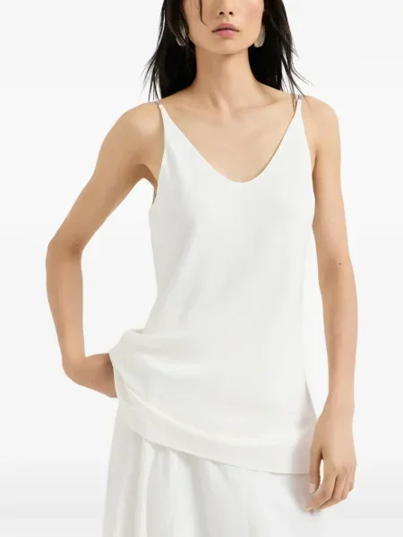 Top Brunello Cucinelli de mătase alb