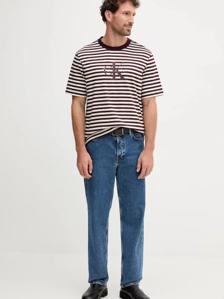 Calvin Klein Jeans t-shirt wzorzysty bordowy