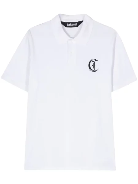 Поло тениска Just Cavalli бродирана бяло