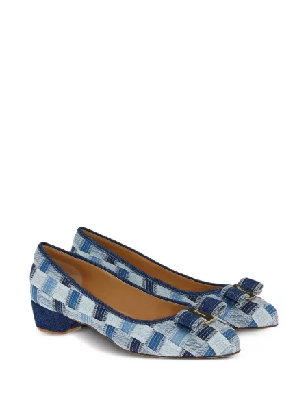 Pantofi cu toc Ferragamo în carouri albastru