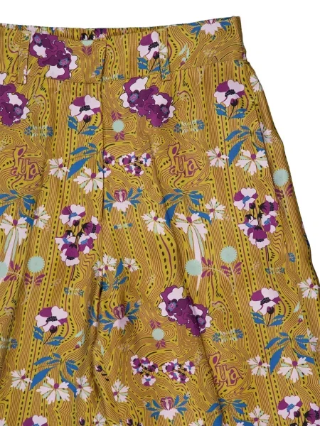 Pantaloni Paula cu model floral cu imagine maro