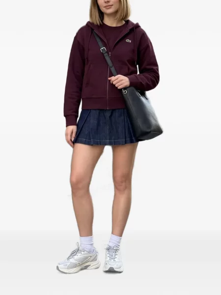 Hanorac cu glugă Lacoste cu autograf violet