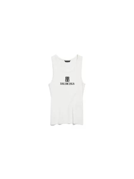 Top Balenciaga na ramiączkach z logo biały