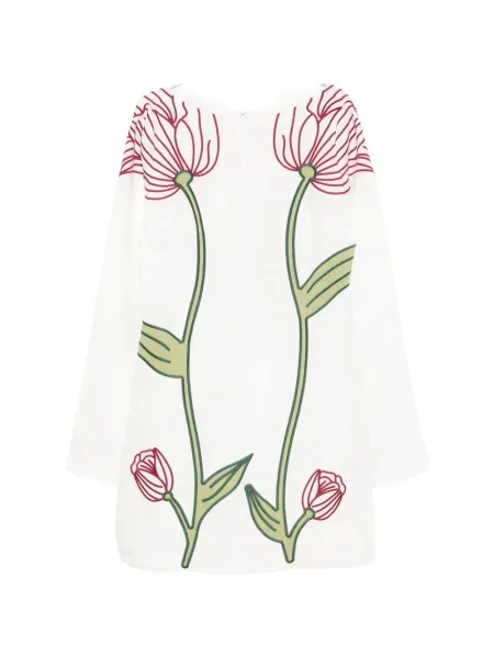 Rochie mini Farm Rio cu broderie cu model floral alb