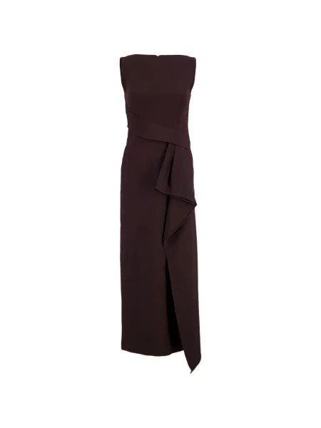 Rochie midi Roland Mouret fără mâneci drapată maro