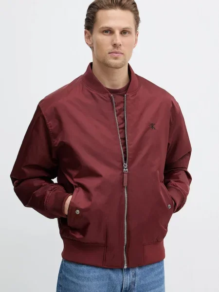 Calvin Klein Jeans kurtka bomber bordowa