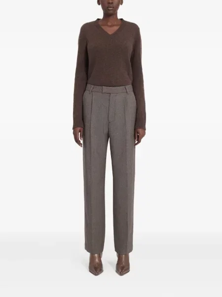 Pantaloni Mm6 Maison Margiela cu model herringbone plisate gri