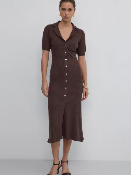 Сукня міді Estro віскоза/нейлон коричневий