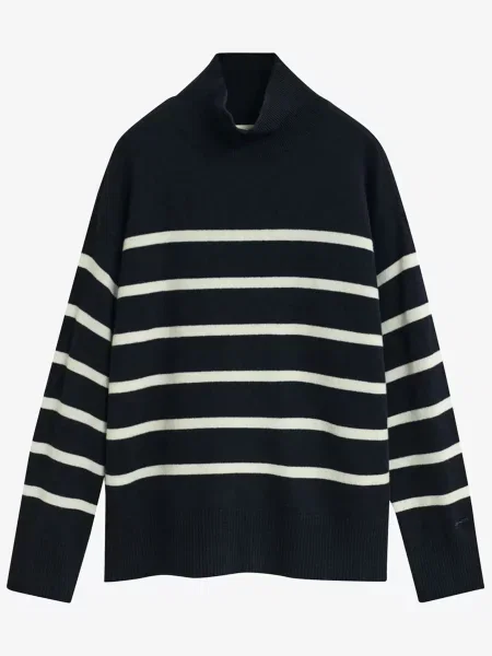 Вовняна смугаста водолазка Gant чорна