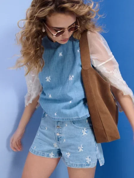 Джинсові шорти mom синій