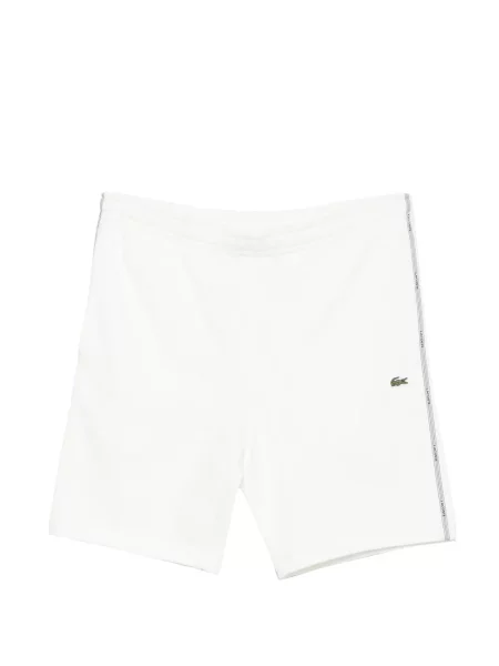 Pantaloni scurți Lacoste cu dungi cu autograf alb