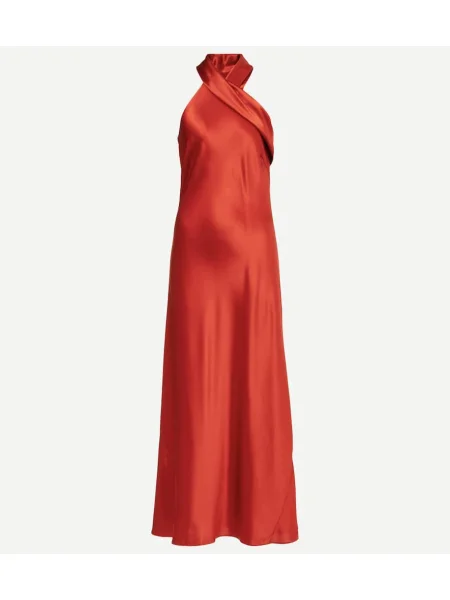 Satynowa sukienka koktajlowa Galvan garniturowa czerwona