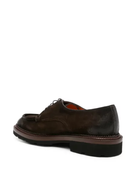 Pantofi derby Santoni din piele de căprioară maro