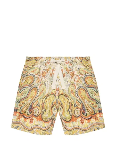 Λινα σορτς Orlebar Brown με σχέδιο paisley καφέ