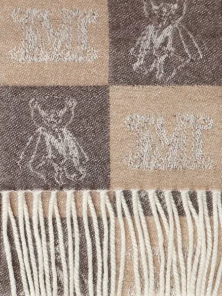 Fular Max Mara cu franjuri din jacard maro