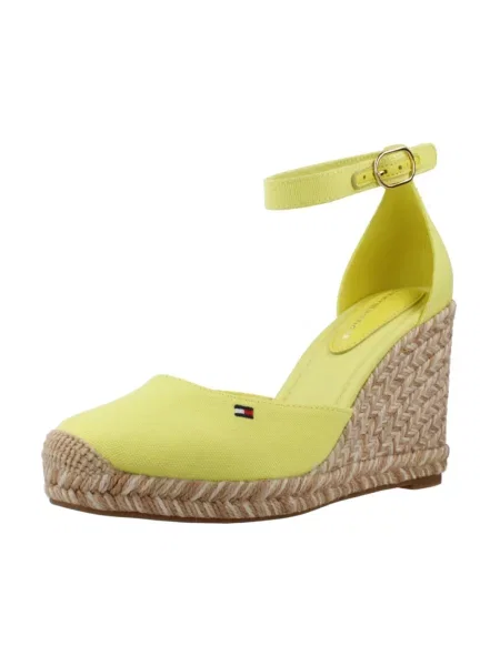Tommy Hilfiger espadryle na koturnie FLAG HIGH WEDGE ESPAD CLOSED TOE żółte