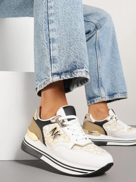Sneakersy Ozdobione Metalicznymi Literami Divlirra czarne