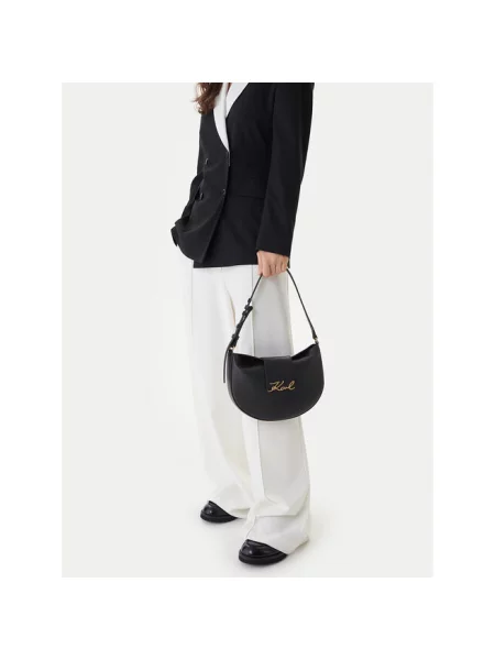 Karl Lagerfeld torebka skórzana K/SIGNATURE czarny