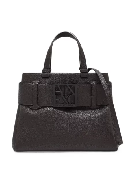 Geantă shopper Armani Exchange cu autograf maro