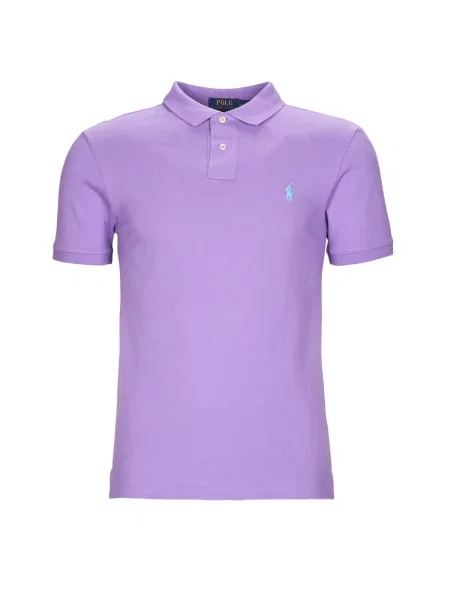Mrežasta polo majica Polo Ralph Lauren s vezom ljubičasta