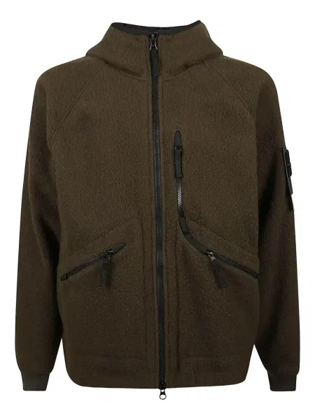 Geacă Stone Island cu glugă cu strasuri verde
