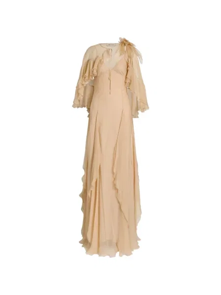 Rochie maxi Alberta Ferretti de mătase cu volane