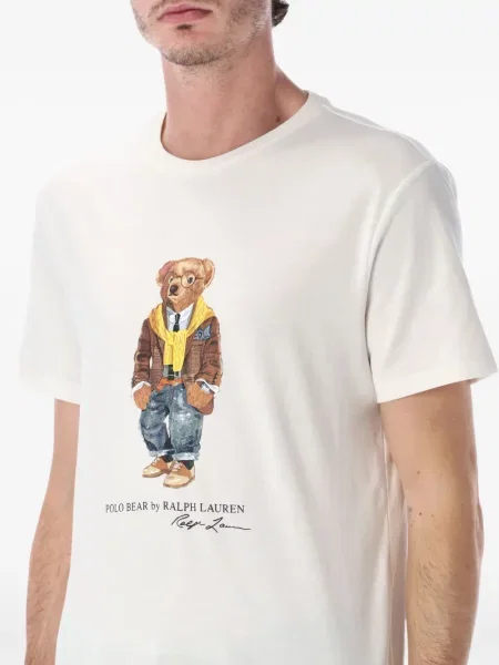Tricou Polo Ralph Lauren cu decolteu rotund cu imagine alb