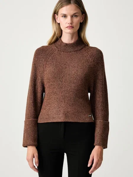 DKNY pulover pentru femei cu vâscoză maro