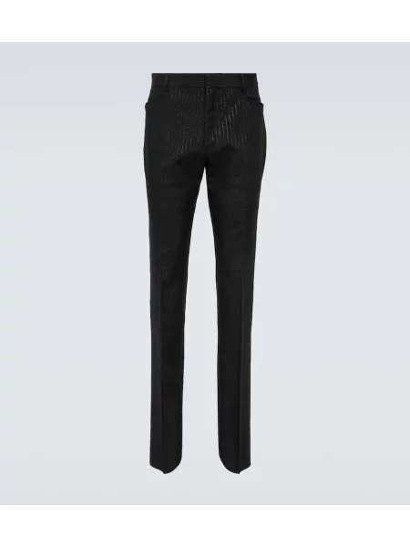 Pruhované žakárové kalhoty Tom Ford černé