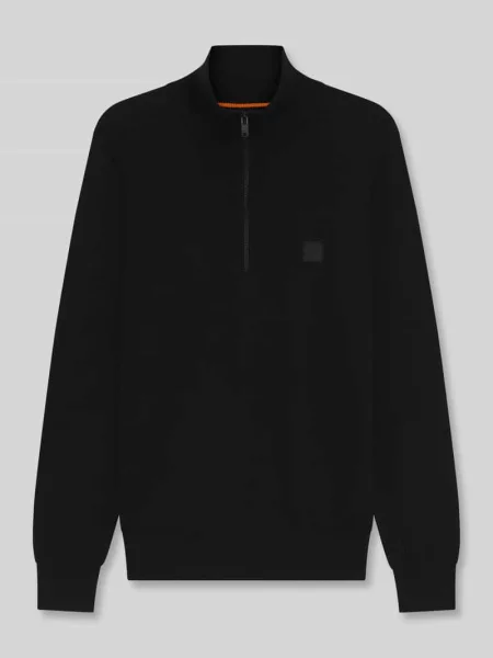 BOSS Orange sweter z domieszką wełny lekki czarny