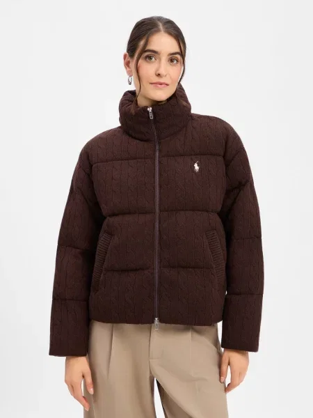 Polo Ralph Lauren Kurtka pikowana dla kobiet z domieszką wełny i kaszmiru Kobiety Kaszmir M brązowy