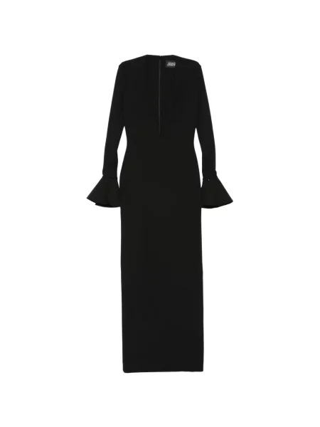 V-nyakú maxi ruha Solace London fekete
