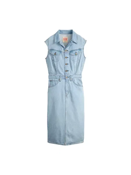 Levi's sukienka jeansowa ICONIC SLEEVELESS DRESS midi prosta niebieski