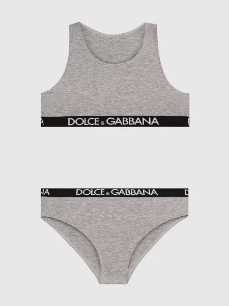 Дитячий меланжевий набір із топа та трусиків Dolce&gabbana сірий