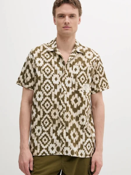 Srajca Homelane Printed S/S Relaxed Fit Shirt zelena