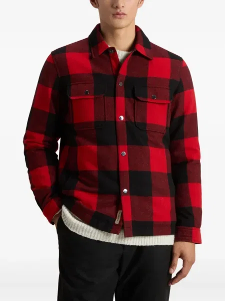 Geacă Woolrich de lână în carouri roșu