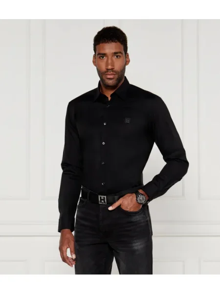 HUGO Cămașă Ermo | Slim Fit | stretch negru
