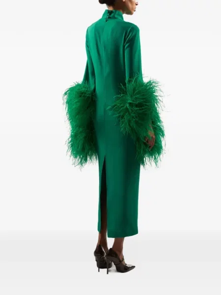 Rochie maxi Taller Marmo cu pene verde