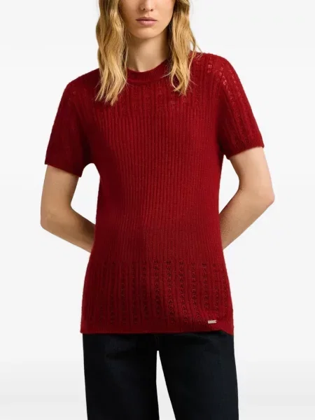 Top Kiton tricotate ajurat roșu