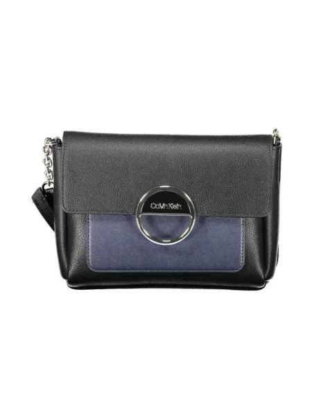 Lniana torebka crossbody Calvin Klein czarna