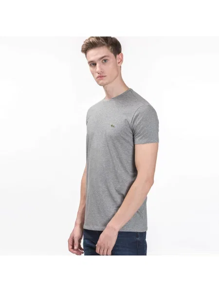 Lacoste T-Shirt Z Okrągłym Dekoltem Z Dżerseju Z Bawełny Pima szara