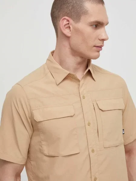 Риза The North Face Sequoia мъжка със стандартна кройка с класическа яка бежово