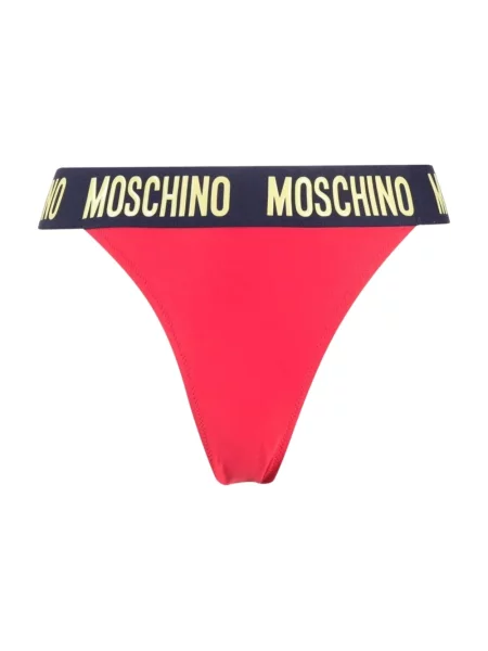 Bikini Moschino z wysoką talią z logo czerwone