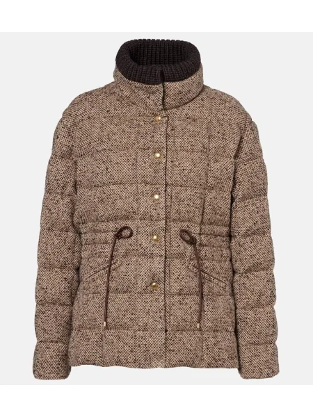 Kurtka puchowa Moncler wełniana brązowa