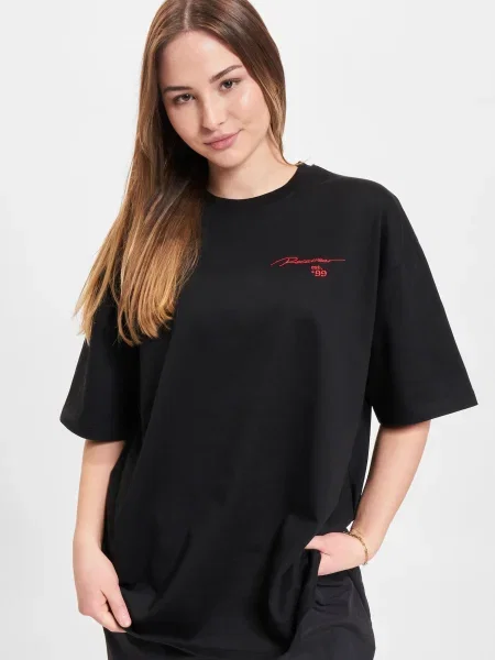 ROCAWEAR Oversize póló Crown szürke / piros / fekete fehér