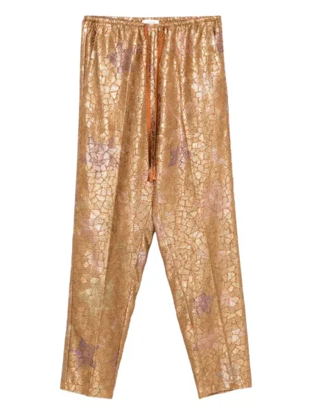 Șnur de strângere pantaloni Forte_forte cu model floral cu imagine auriu