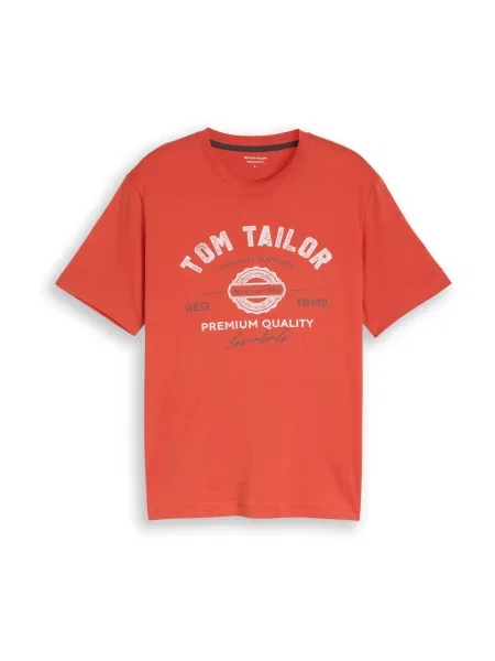 TOM TAILOR Tricou bleumarin / roșu orange alb